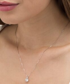 Brand new 1 Carat VS Lab Diamond Pendant 24k White Gold 16″ inch chain 2
