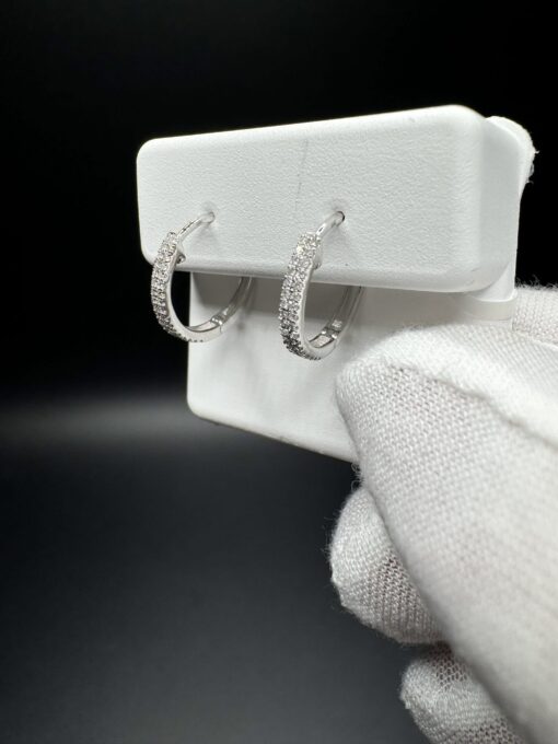 Diamond Bundle- 15mm 10k W Gold .25 TCW Natural Diamonds, 4 TCW Lab Studs 14k White Gold - Image 6