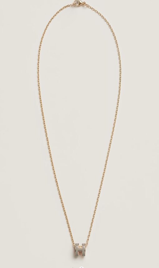Hermes H Pop Necklace Marron Glace Yellow Gold - Image 3