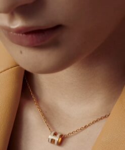 Hermes H Pop Necklace Marron Glace Yellow Gold 2