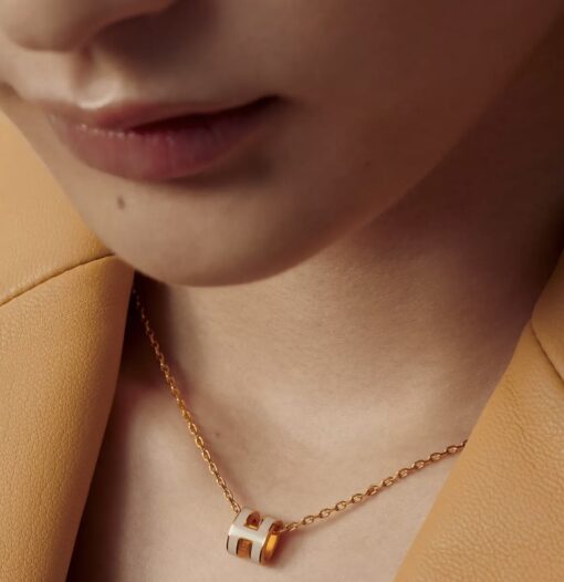 Hermes H Pop Necklace Marron Glace Yellow Gold - Image 2
