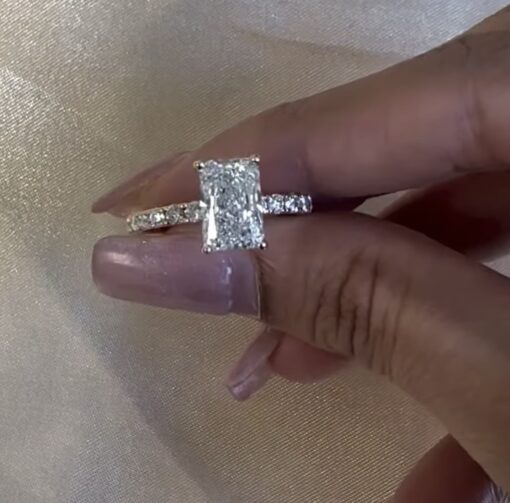 2.35 Lab grown Diamond Halo Ring 7" 14k White Gold - Image 4