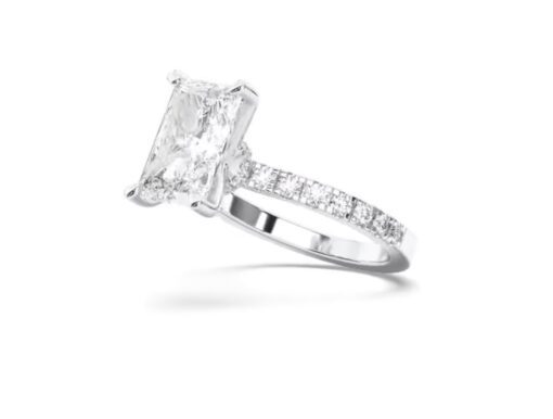 2.35 Lab grown Diamond Halo Ring 7" 14k White Gold