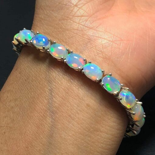 Jewelry Bundle - Opal Tennis Bracelet in .925 and Natural Diamond Cirv=cle Pendant Necklace .925 - Image 2