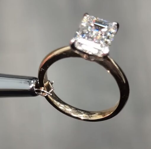Lab Grown 3.29 Carat 14k Yellow Gold Engagement Ring - Image 2