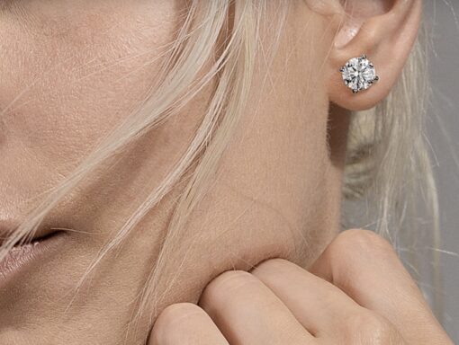 Diamond Bundle- 15mm 10k W Gold .25 TCW Natural Diamonds, 4 TCW Lab Studs 14k White Gold - Image 3