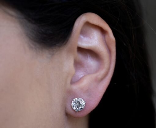 Diamond Bundle- 15mm 10k W Gold .25 TCW Natural Diamonds, 4 TCW Lab Studs 14k White Gold - Image 4