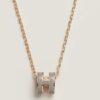 Hermes H Pop Necklace Marron Glace Yellow Gold