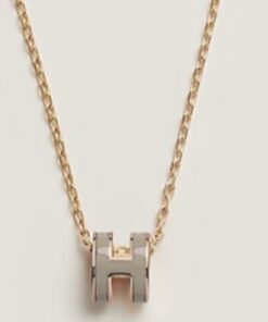 Hermes H Pop Necklace Marron Glace Yellow Gold