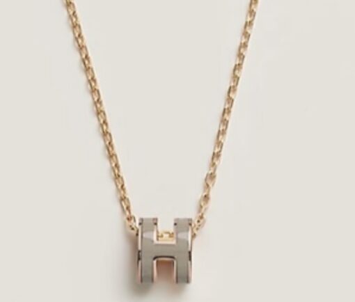 Hermes H Pop Necklace Marron Glace Yellow Gold