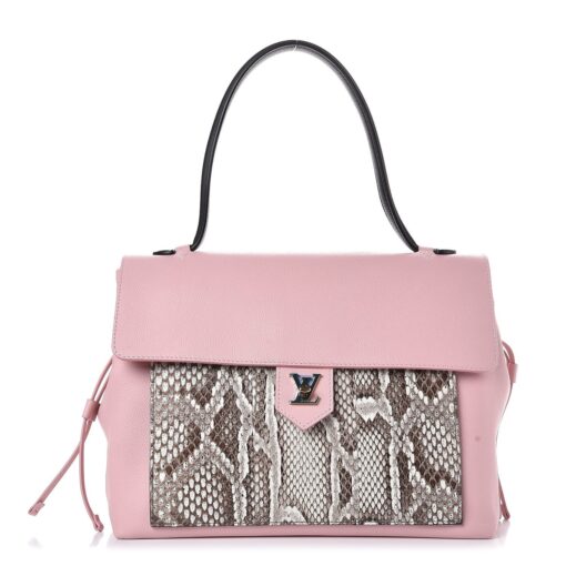 Louis Vuitton Calfskin Snakeskin Lockme MM Rose Ballerine