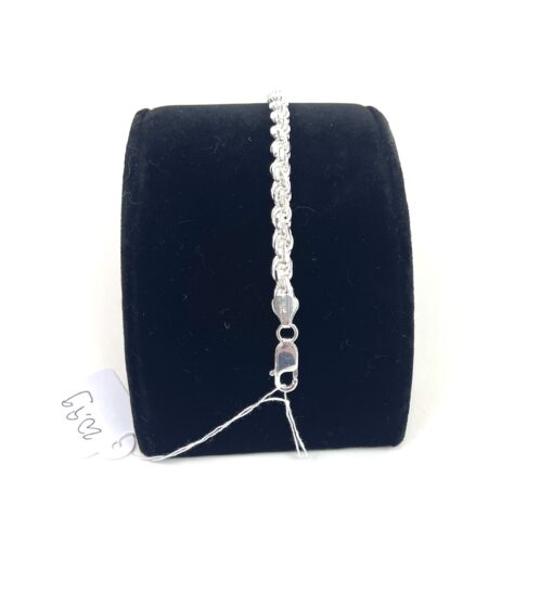 Sterling Silver .925 Unisex Rope Bracelet 7.5" - Image 4