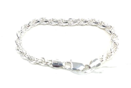 Sterling Silver .925 Unisex Rope Bracelet 7.5" - Image 3