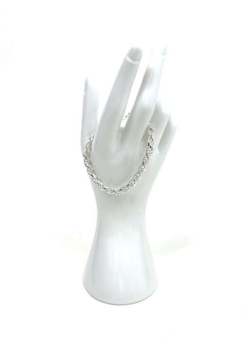 Sterling Silver .925 Unisex Rope Bracelet 7.5" - Image 2