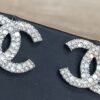 Chanel CC Post Earrings Silver with Crystals