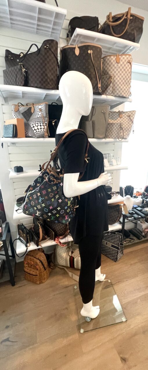 Louis Vuitton Monogram Multicolor Petit Noe Shoulder Bag Black - Image 3