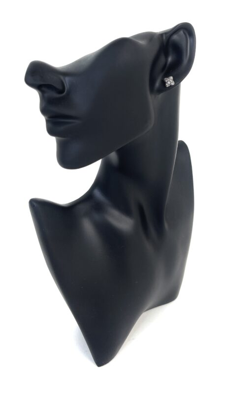 David Yurman Sterling Silver and .12 Natural Diamond Midnight Melange Quatrefoil Studs - Image 6