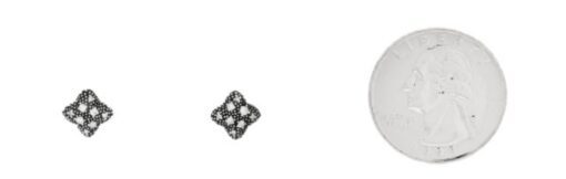David Yurman Sterling Silver and .12 Natural Diamond Midnight Melange Quatrefoil Studs - Image 7
