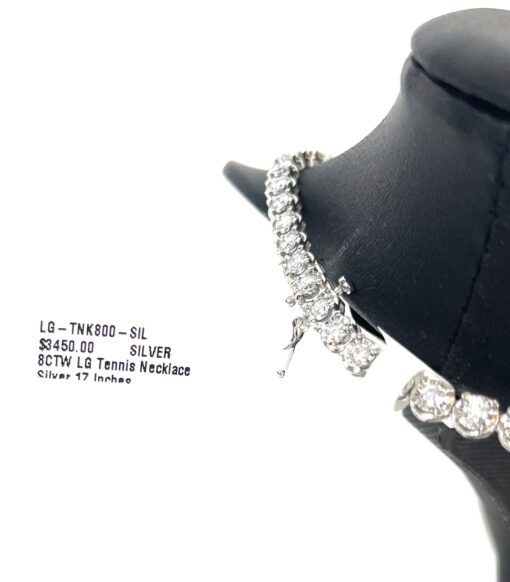 8 Carat Lab Grown Diamond 17" Tennis Necklace .925 Silver - Image 6