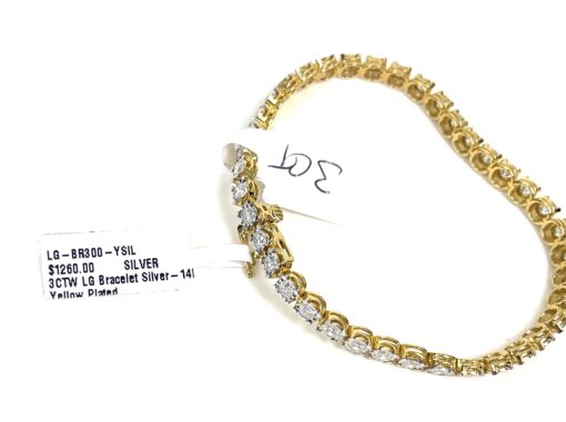 3 Carat Lab Grown Diamond 7" Tennis Bracelet .925 Yellow Silver - Image 4