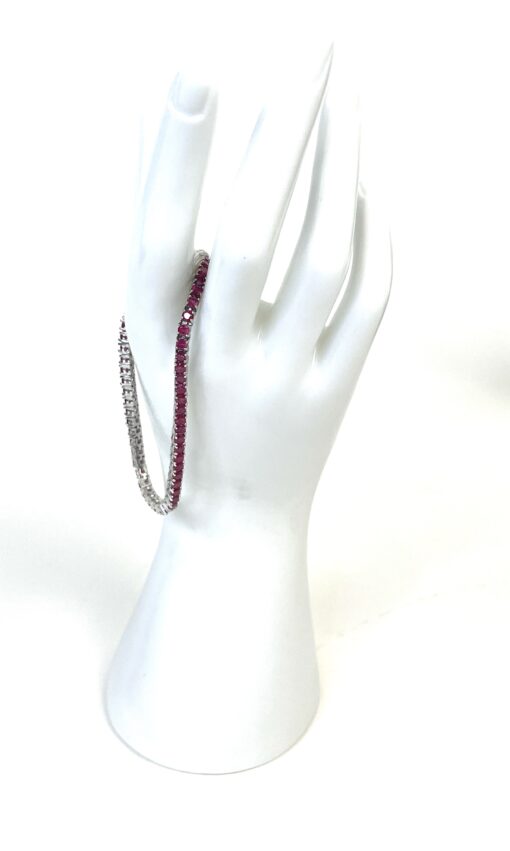 Ruby Natural Gemstone 3mm .925 Tennis Bracelet 7.5" - Image 3