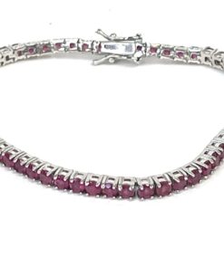 Ruby Natural Gemstone 3mm .925 Tennis Bracelet 7.5"