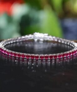 Ruby Natural Gemstone 3mm .925 Tennis Bracelet 7.5"