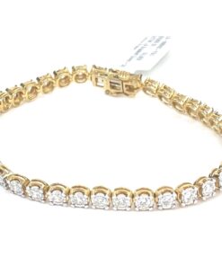 3 Carat Lab Grown Diamond 7" Tennis Bracelet .925 Yellow Silver