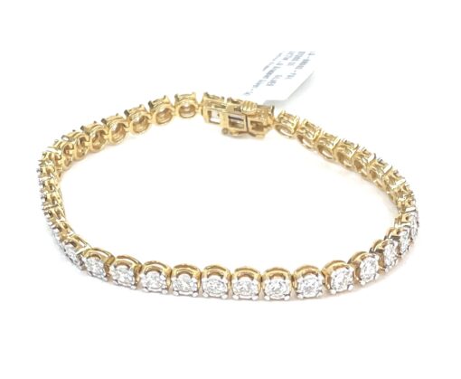 3 Carat Lab Grown Diamond 7" Tennis Bracelet .925 Yellow Silver