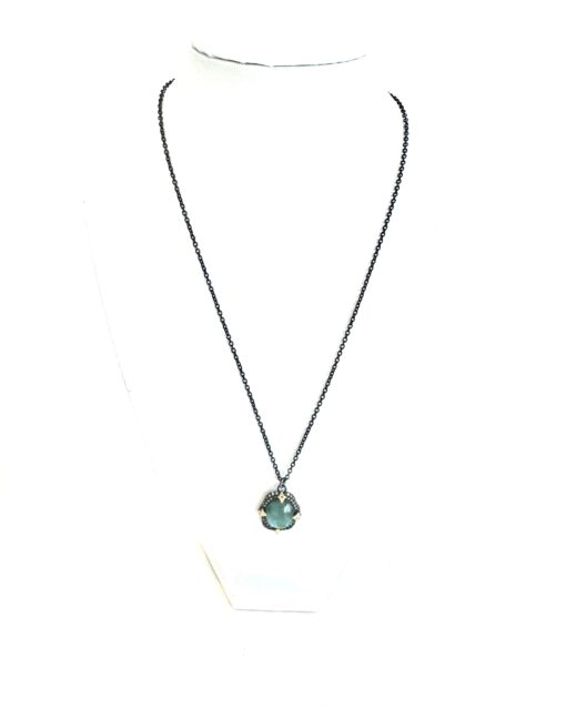 Armenta 16-18" Blackened Sterling Silver and 18k Gold Necklace with Emerald Quartz Gemstone - Image 5