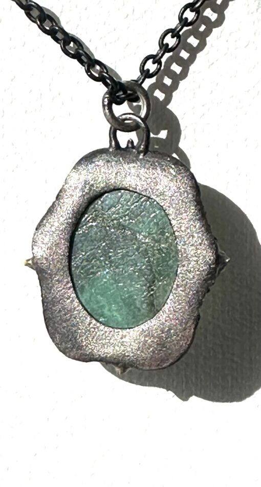 Armenta 16-18" Blackened Sterling Silver and 18k Gold Necklace with Emerald Quartz Gemstone - Image 9