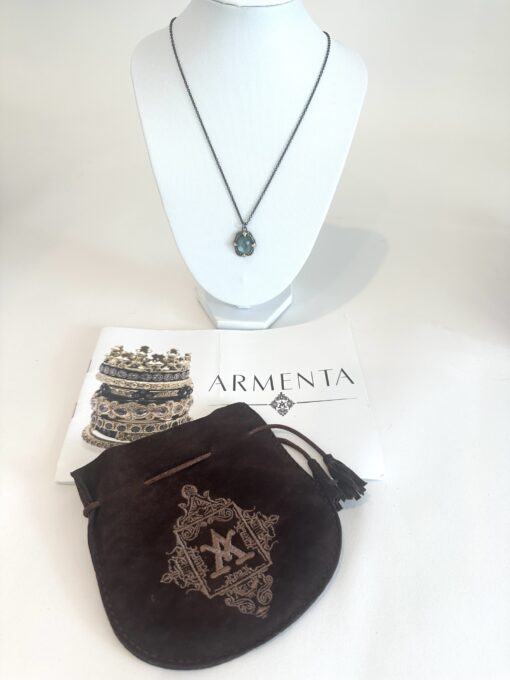 Armenta 16-18" Blackened Sterling Silver and 18k Gold Necklace with Emerald Quartz Gemstone - Image 2