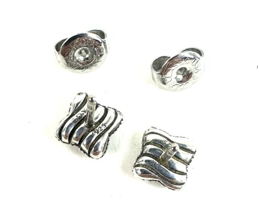 David Yurman Sterling Silver and .12 Natural Diamond Midnight Melange Quatrefoil Studs - Image 13