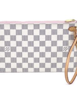 Louis Vuitton Azur Neverfull Pochette Pouch with Rose Ballerine