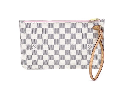Louis Vuitton Azur Neverfull Pochette Pouch with Rose Ballerine