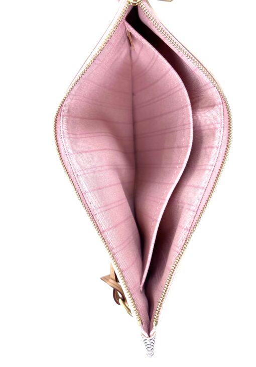 Louis Vuitton Azur Neverfull Pochette Pouch with Rose Ballerine - Image 9