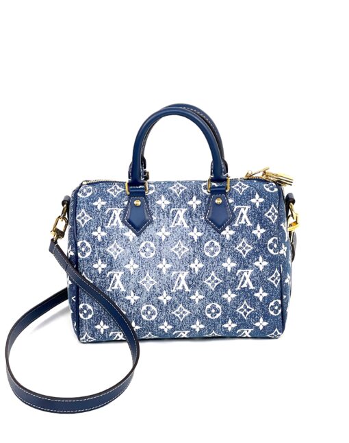 Louis Vuitton Monogram Jacquard Denim Speedy Bandouliere 25 Bleu - Image 5