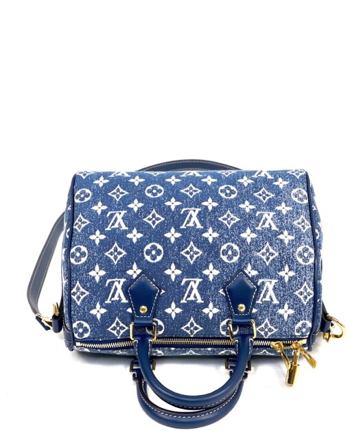 Louis Vuitton Monogram Jacquard Denim Speedy Bandouliere 25 Bleu - Image 15