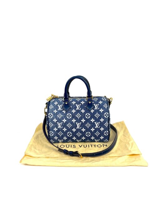 Louis Vuitton Monogram Jacquard Denim Speedy Bandouliere 25 Bleu - Image 4