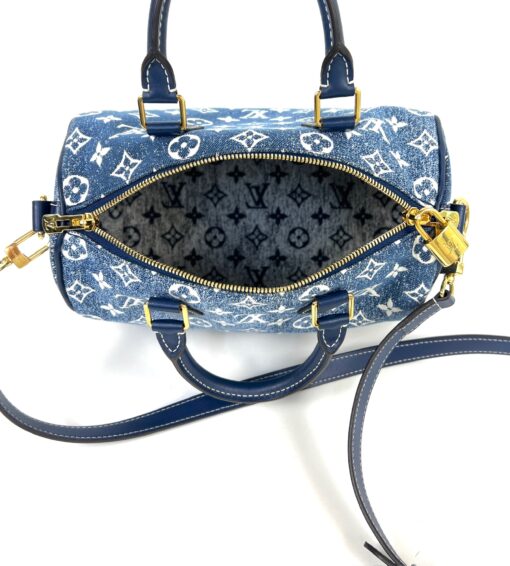 Louis Vuitton Monogram Jacquard Denim Speedy Bandouliere 25 Bleu - Image 6