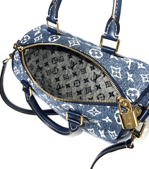 Louis Vuitton Monogram Jacquard Denim Speedy Bandouliere 25 Bleu - Image 11