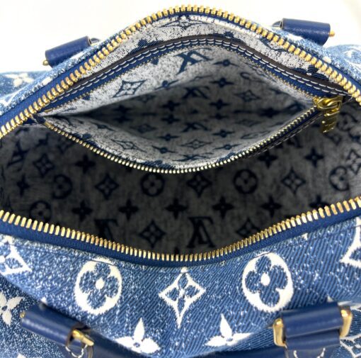 Louis Vuitton Monogram Jacquard Denim Speedy Bandouliere 25 Bleu - Image 17