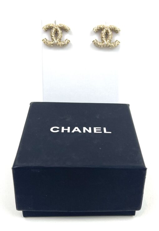 Chanel Gold and Crystal B19 Rare Earrings Pierced - Image 5