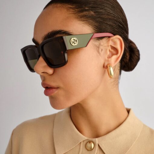 Sunglasses Gucci GG Logo GG1663S Havana Brown Women's - Image 3