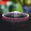 Ruby Natural Gemstone 3mm .925 Tennis Bracelet 7.5"