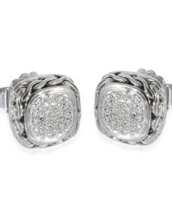 John Hardy Classic Natural Diamond and .925 Sterling Silver Post Earrings