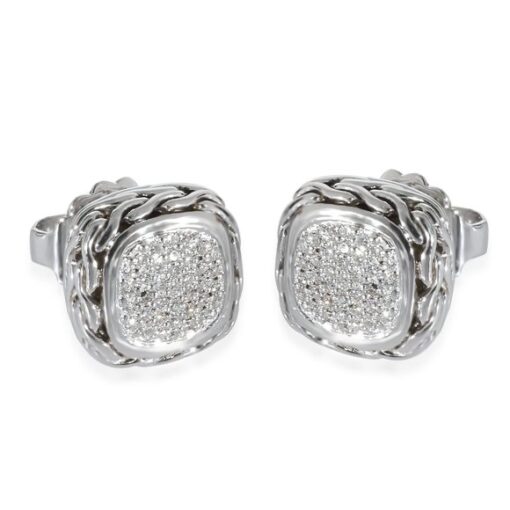 John Hardy Classic Natural Diamond and .925 Sterling Silver Post Earrings
