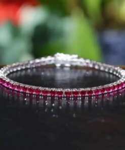 Ruby Natural Gemstone 3mm .925 Tennis Bracelet 7.5"