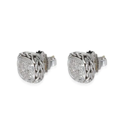 John Hardy Classic Natural Diamond and .925 Sterling Silver Post Earrings - Image 2