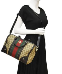 Gucci Medium Boston Web Bee Satchel Crossbody 2